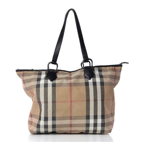 burberry house check tote black large|BURBERRY House Check Large Tote Black .